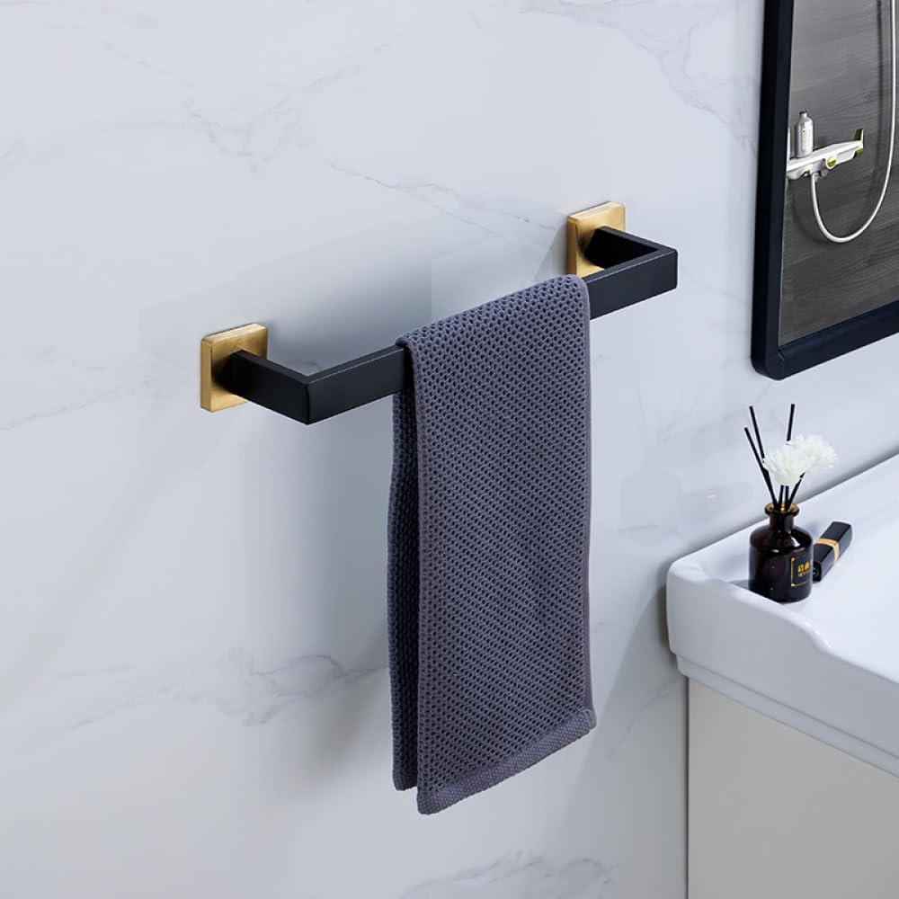 Black Gold Bathroom Hardware Set Wall Mount Stainless Steel Towel Bar Towel Ring Paper Holder Robe Hook Bathroom Accessories Set,SR,5pcs Set