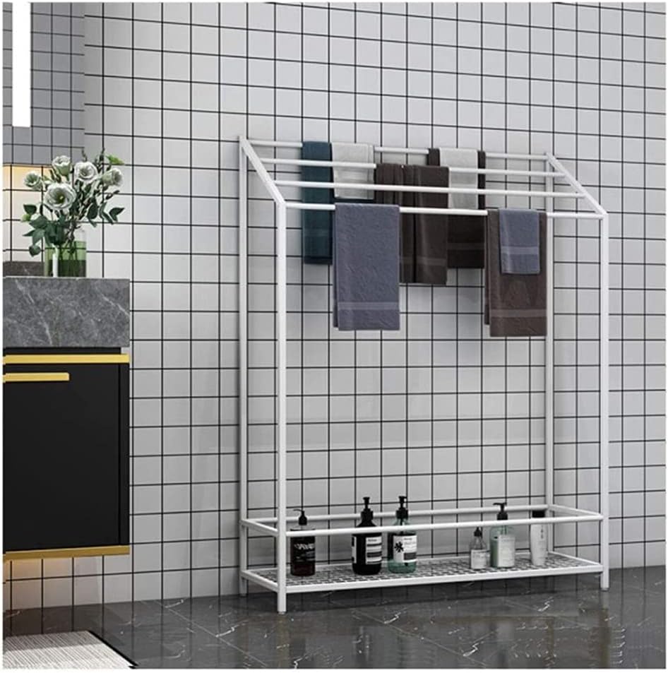 Exquisite Bathroom Shelves Freestanding Towel Drying Racks for Bathroom,Stainless Steel Tall Towel Holder Stand with 4 Bars and Bottom Shelf for Poolside, Bath Accessories