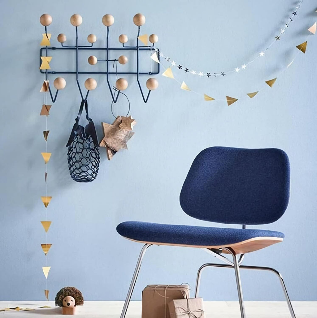 SHISEDECO Classic Hang it All Coat Rack, Mid Century Modern Wall Mounted Hooks with Painted Solid Wooden Balls, Decorative Creative Fashion Wood Hanger for Home, Bedroom (Black Frame Natural)