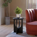 Stupa Solid Wood End Table – 22' Tall Round Side Table for Living Room or Bedroom, Handcrafted Accent Table in Distressed Black Finish, Easy Assembly, Modern Minimalist Design for Small Spaces