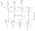 SHISEDECO Classic Hang it All Coat Rack, Mid Century Modern Wall Mounted Hooks with Painted Solid Wooden Balls, Decorative Creative Fashion Wood Hanger for Home, Bedroom (White)