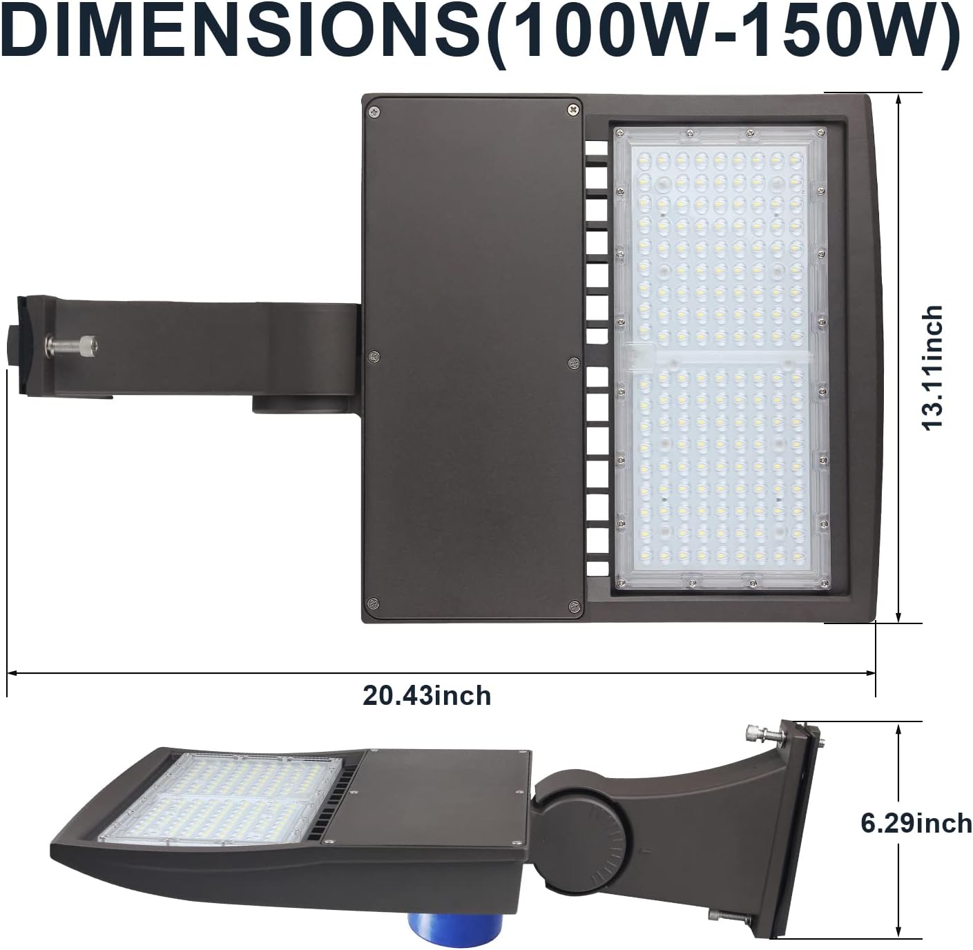150W LED Parking Lot Light with Dusk to Dawn Photocell, 21000LM 5000K [Eqv. 700W HPS] LED Shoebox Light with Direct Arm Mount, Dimmable Outdoor Area Street Lighting, IP65 AC100-277V UL Listed