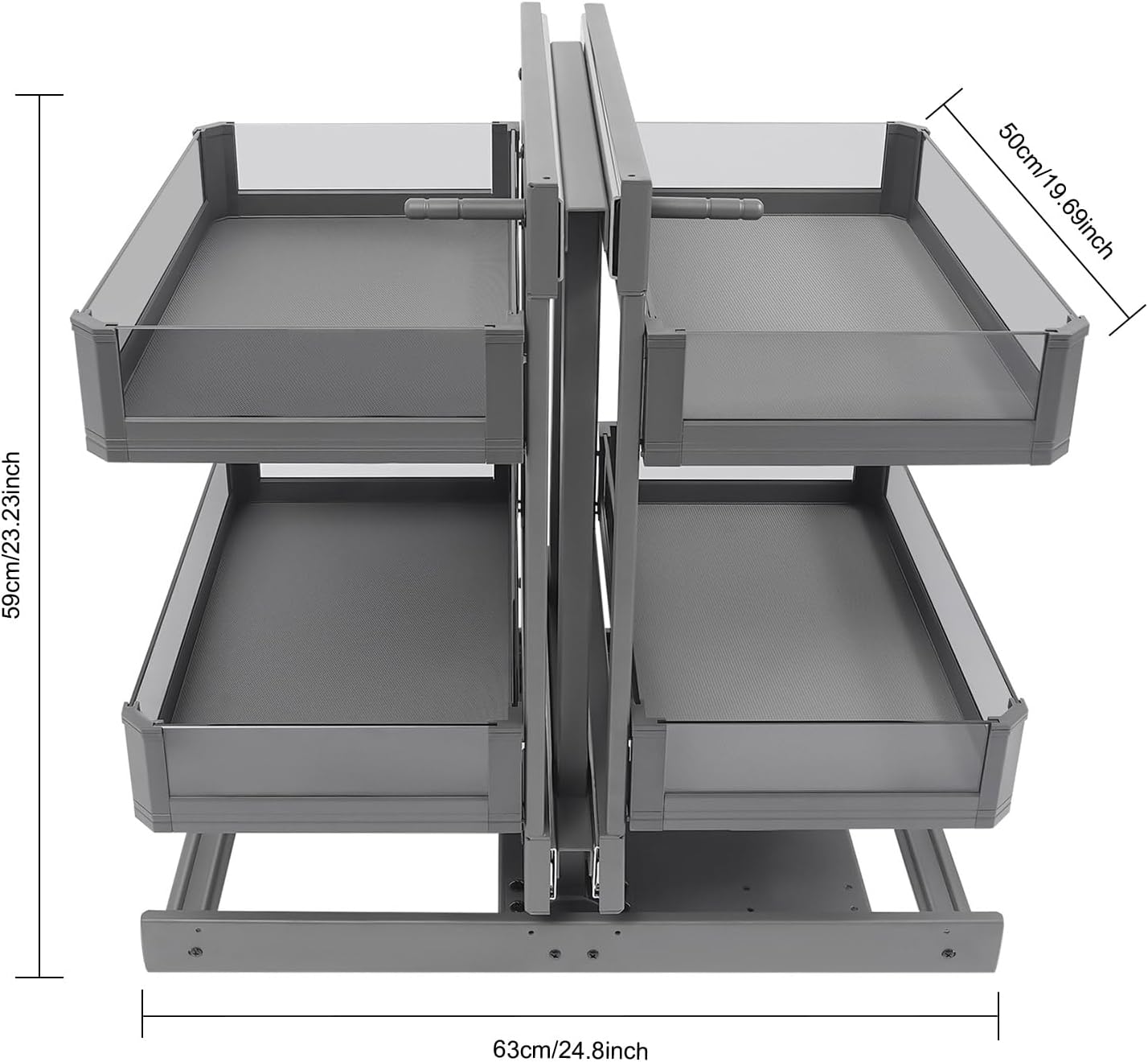 Blind Corner Cabinet Pull Out Right, 15 Inch Blind Corner Cabinet 2 Tiers Organizer Adjustable Design, Hidden Slide Out Shelves for Store Kitchen Utensils (Pull Out Left & Right, Style3)