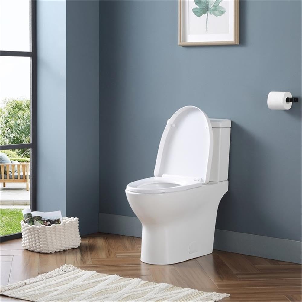 Pemberly Row 2-Piece Dual-Flush Toilet, 1.1/1.6 GPF, Elongated Bowl in White, Comfort ADA Height, Sleek Skirted Design, WaterSense Certified, Soft-Close Seat Included, Modern Bathroom Fixture