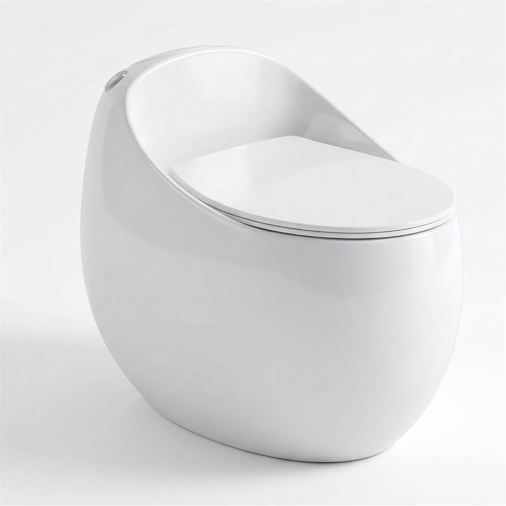 Compact One Piece Toilet, Pressure Assisted Flush 1.45 Gallons GPF Elongated Standard Toilet for Bathroom, 12' Rough-In, Floor Mounted Comfort Height, White (Seat Included)
