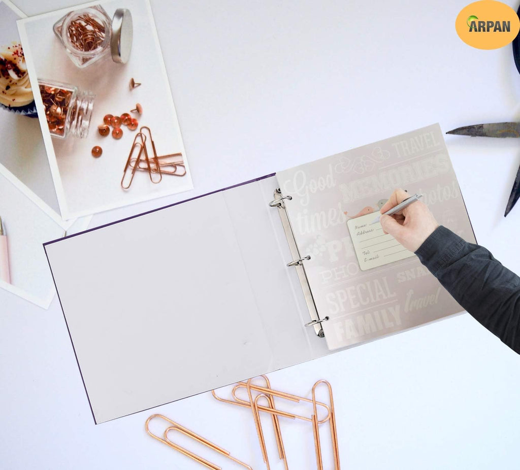 Arpan Large 3-Ring Binder Slip In Photo Album holds 500 6×4' / 10×15 cm photos (Purple)