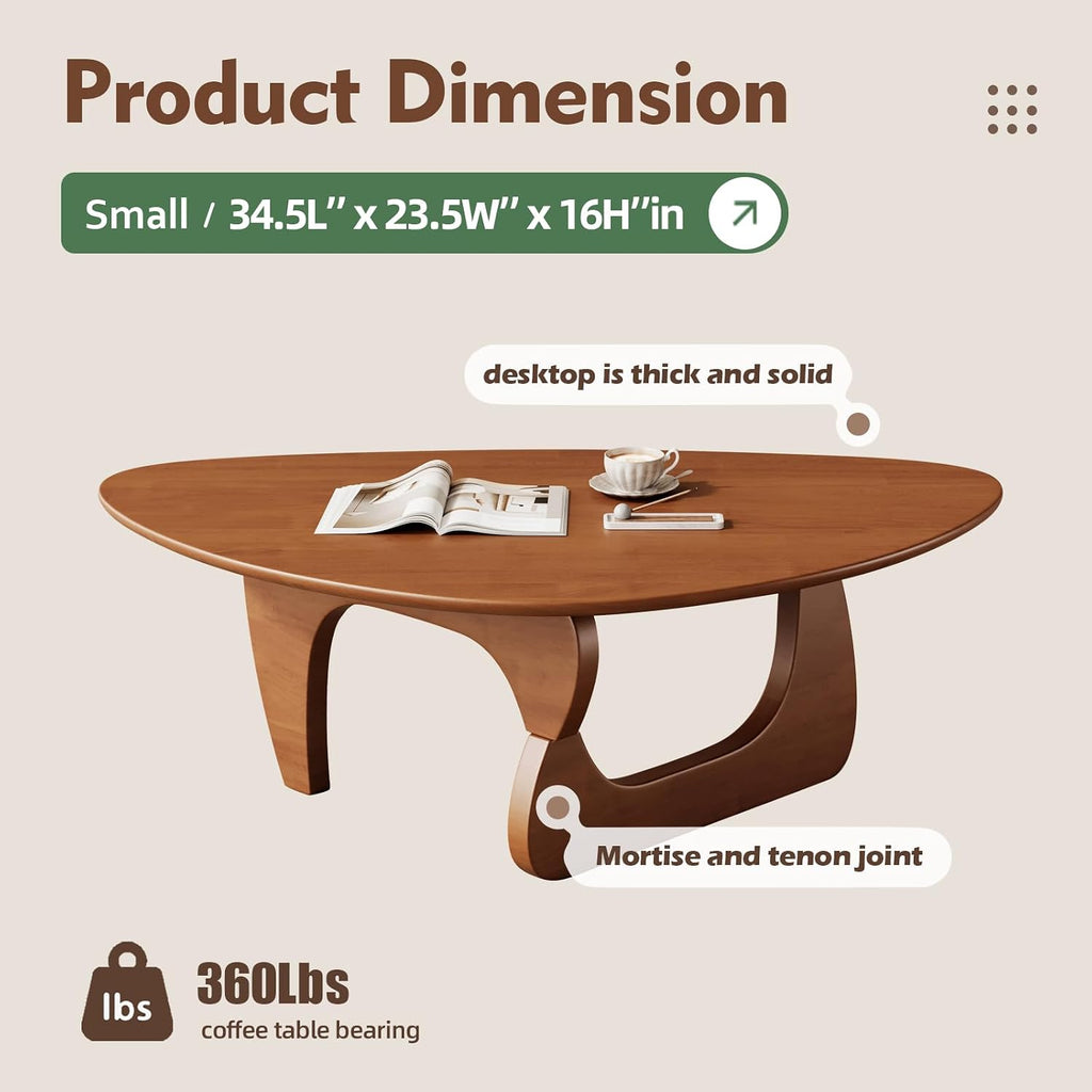 Mid Century Modern Coffee Table - Walnut Wooden Coffee Table for Living Room,Center Table Suitable for Bedroom Living Room Reception Office Tables (Walnut, Small 34.5 * 23.5 * 16in)