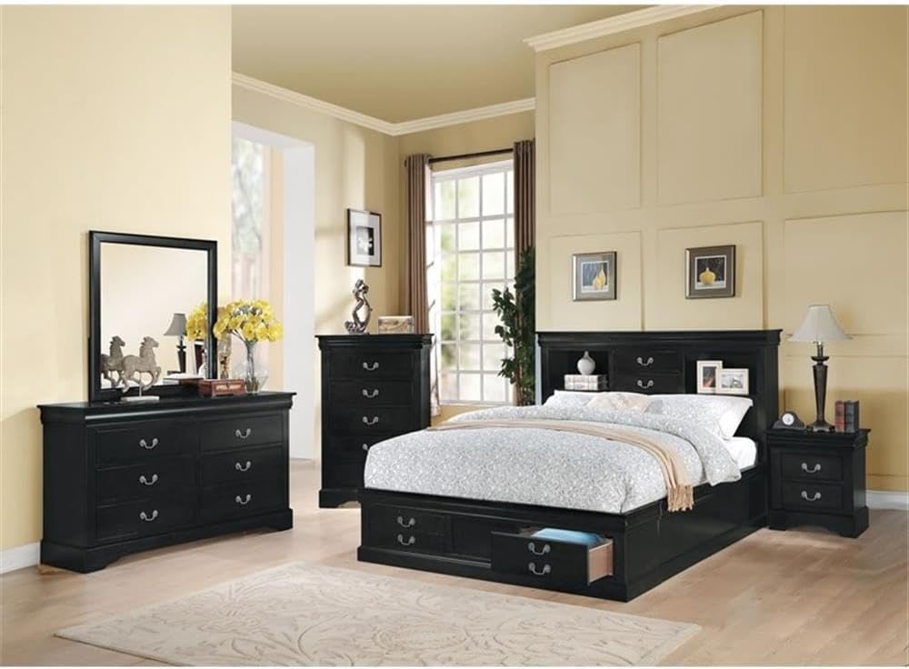 Acme Louis Philippe III Wooden 6-Drawer Dresser in Black