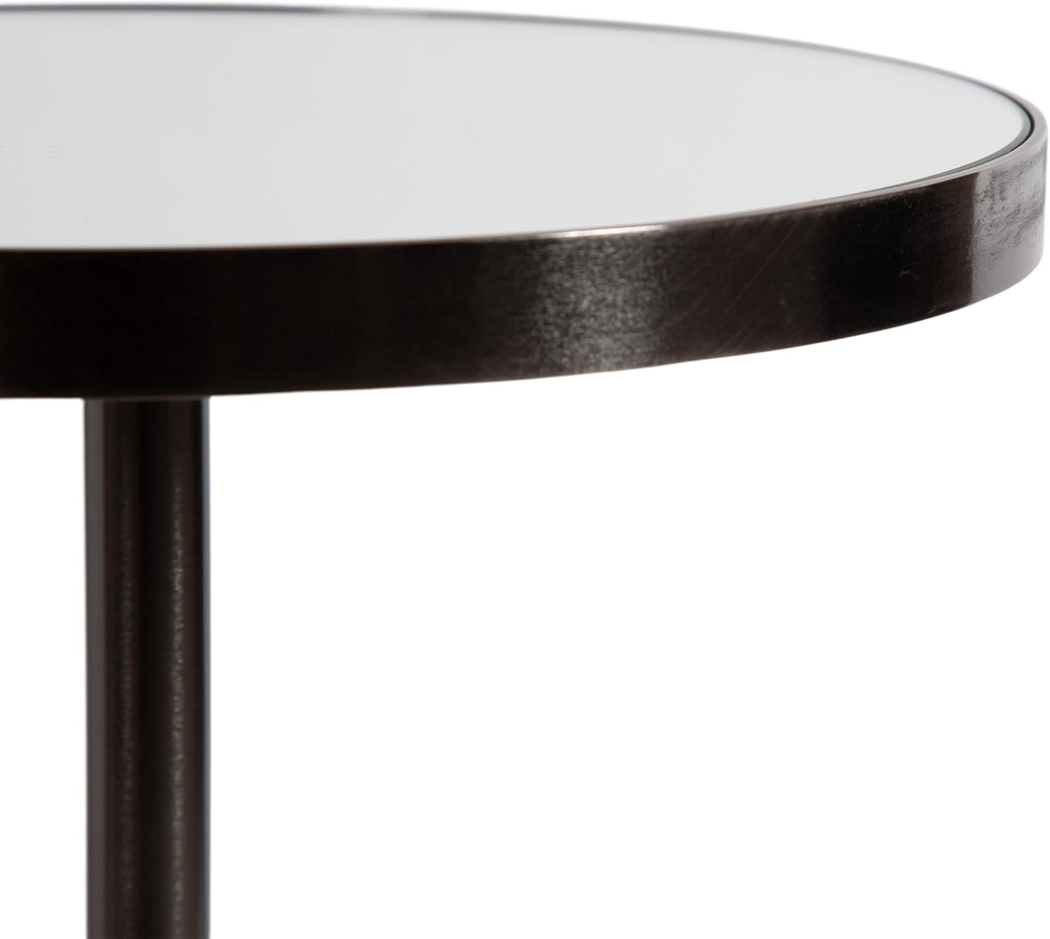 Kate and Laurel Tira Elegant Round Mirrored Side Table, 14 x 14 x 24, Gray Gunmetal, Modern Circle End Table for Use as Bedroom Nightstand or Living Room Plant Stand Table