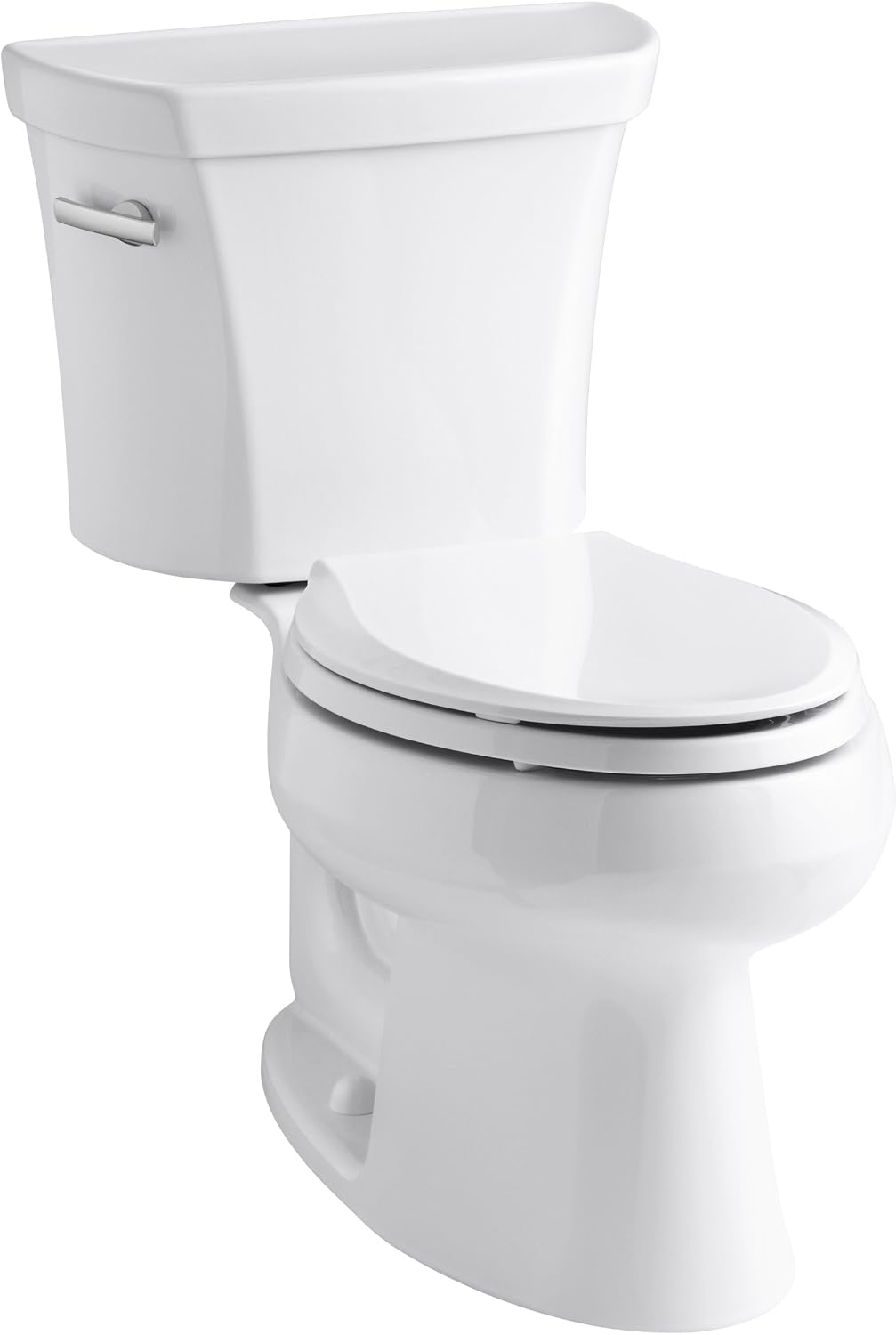 Kohler KOH3998-T-0 1.28 GPF Two-Piece Elongated Toilet with 12' Rough In and Tank Locks from the Wellworth Collection White