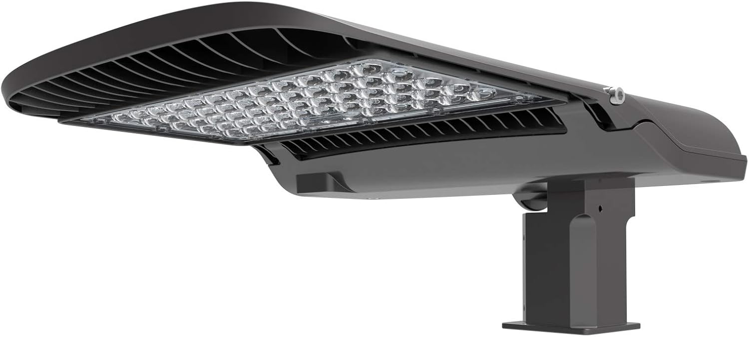 150W LED Parking Lot Light-Commercial Industrial Area Lights 4000K Daylight-Waterproof Pole Shoebox Lighting-Street Area Lights Fixture 19500lm (150W/F2-arm Mount for wall Mount)
