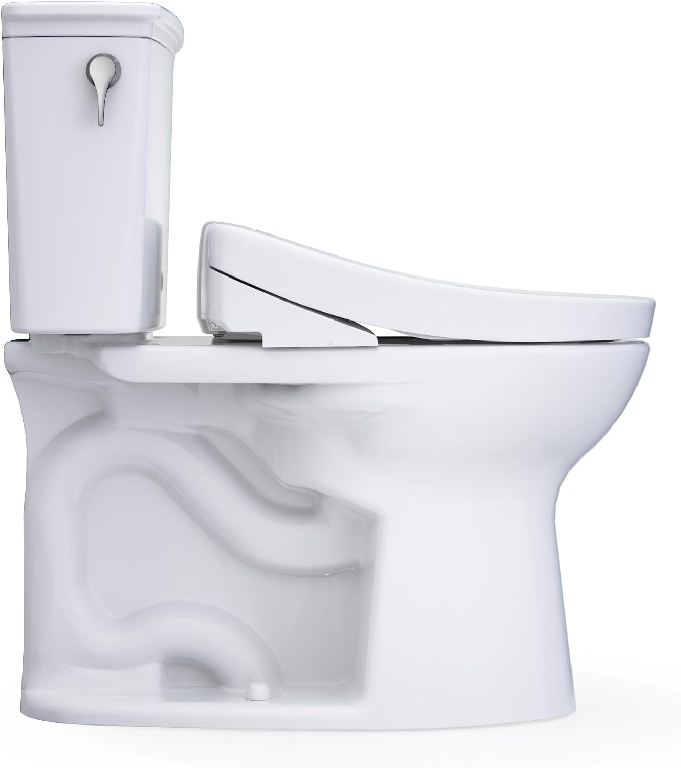 TOTO® Drake® Transitional WASHLET®+ Two-Piece Elongated 1.28 GPF Universal Height TORNADO FLUSH® Toilet with S5 Bidet Seat, Cotton White - MW7863446CEFG#01