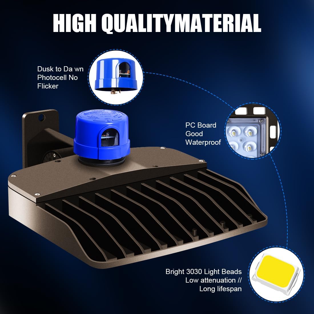 Juyace 3 Pack 150W Dusk to Dawn LED Parking lot Flood Light for Building | 21000lm,Commercial,Shoe Box Fixture,5000K Daylight Outdoor Security Lighting,Warehouse,110-277V，IP65 Waterproof