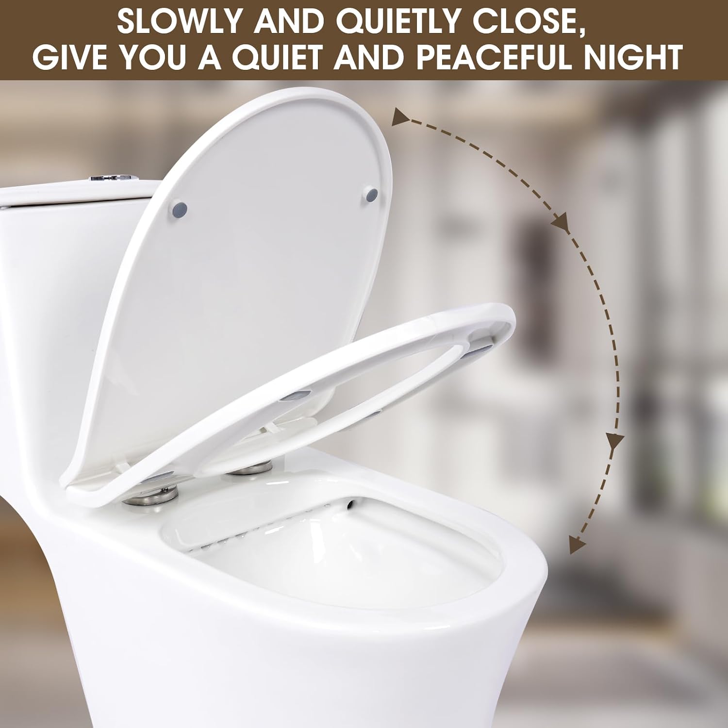 800 Watt High Power Macerating Toilet with Macerator Pump For Basement Upflush System, Powerful & Quiet Elongated One-Piece Dual-Flush Toilet, Glazed Surface, 36FT Vertically