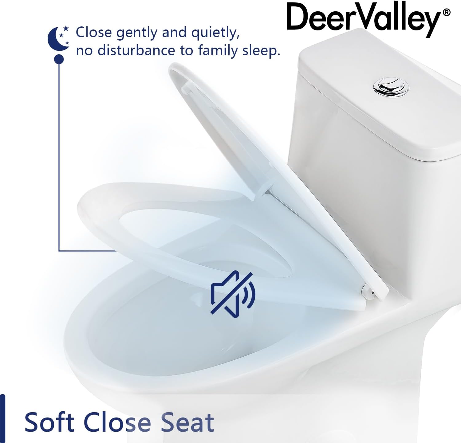 One Piece Toilet, DeerValley DV-1F52677A ADA Height 17', Dual-Flush 0.8/1.28 GPF, 12' Rough In, Elongated Soft Closing Seat Included, High Efficiency White Toilet