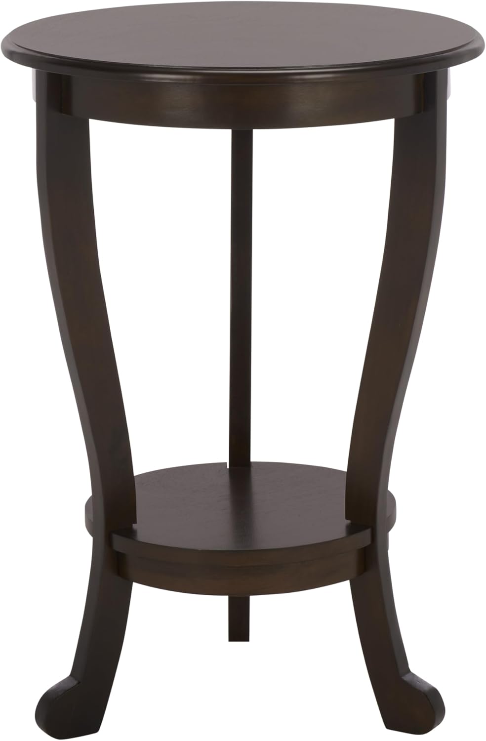 SAFAVIEH Furniture - Mary Pedestal Table - Dark Chocolate - Solid Wood - Farmhouse Pedestal Design - Ideal for Living Room, Entryway, Home Office, 18.1' W x 18.1' D x 26' H (AMH5711F)