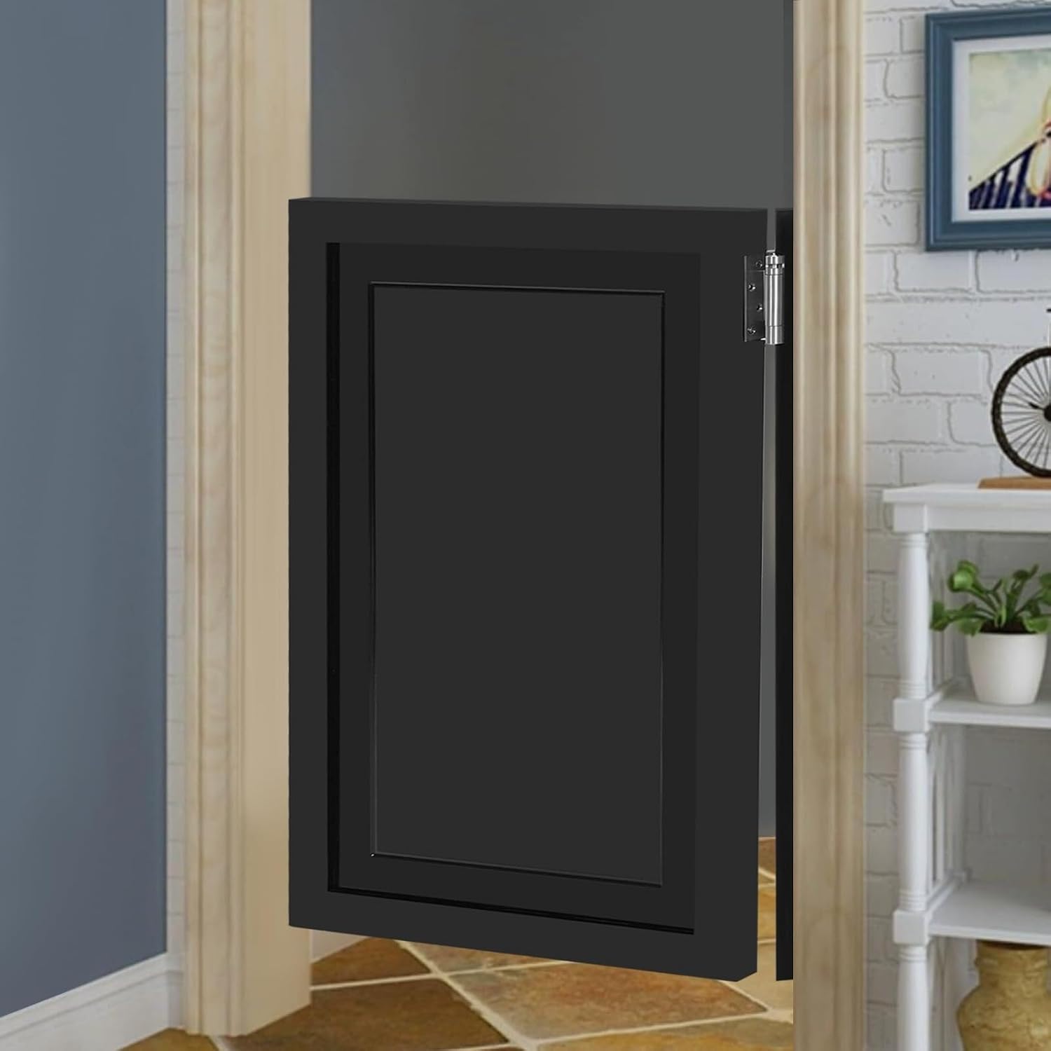 Cafe Swinging Doors,Wood Interior Saloon Half Partition Swing Door with 3 Hinges for House Kitchen Shop Entrance Pub Porch(23.6x35.4in-Black-3)