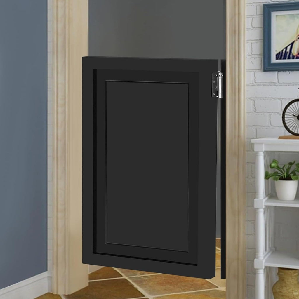 Swinging Doors Cafe Doors with 3 Hinges,Wood Swing Door Interior Saloon Half Partition Door for House Kitchen Shop Entrance Pub Porch(23.6x35.4in-Black-3)