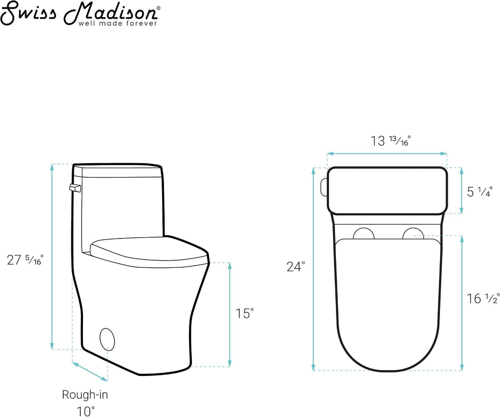 Malta II One-Piece Round Toilet with Left Side Flush, 10' Rough-In 1.28 gpf