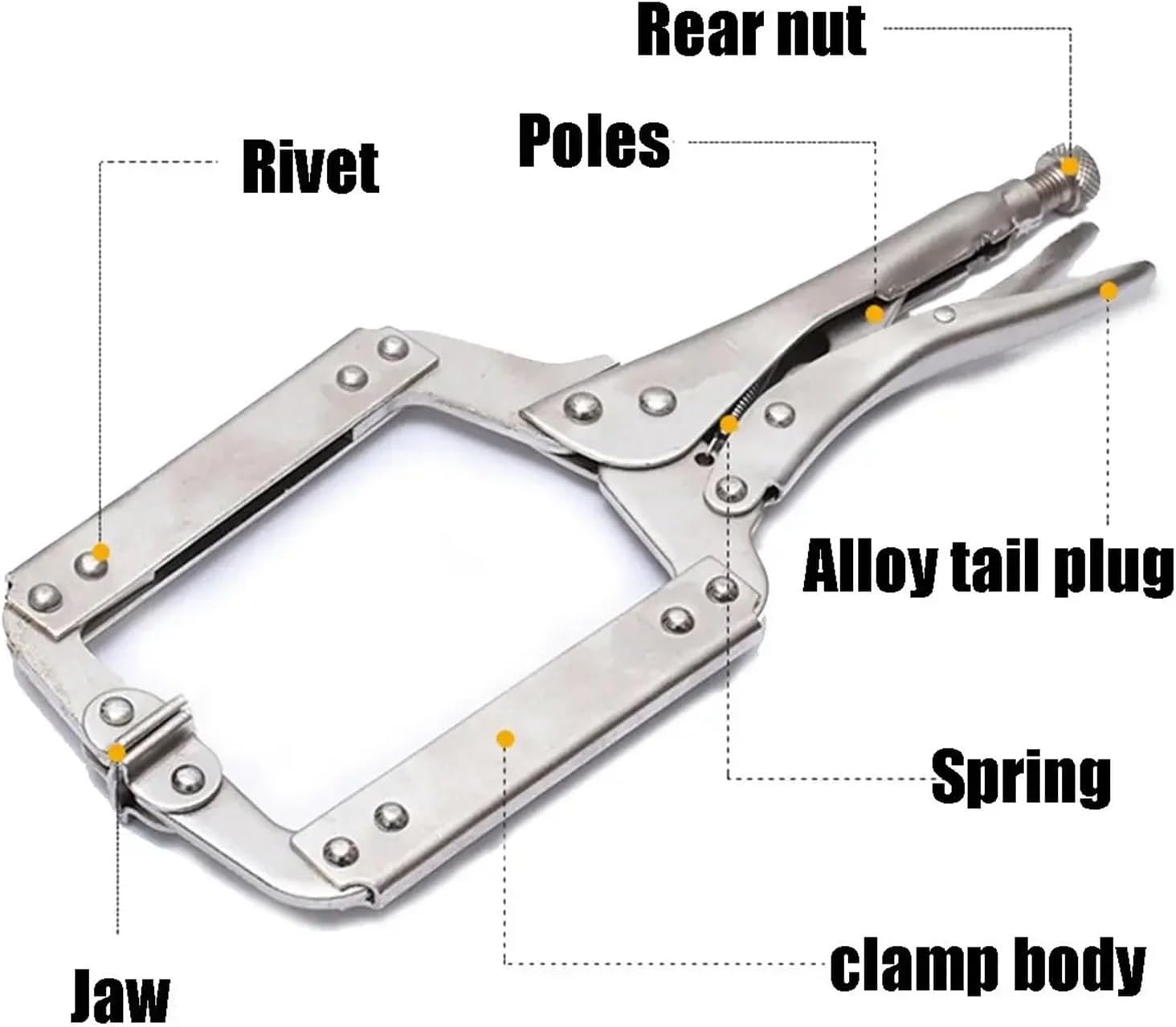 C clamp, 6/9/11/14/18 Inch C Type Multi-Function Steel Clip Vise Grip Locking Plier Pincers Woodworking Clamps(11 Inch)