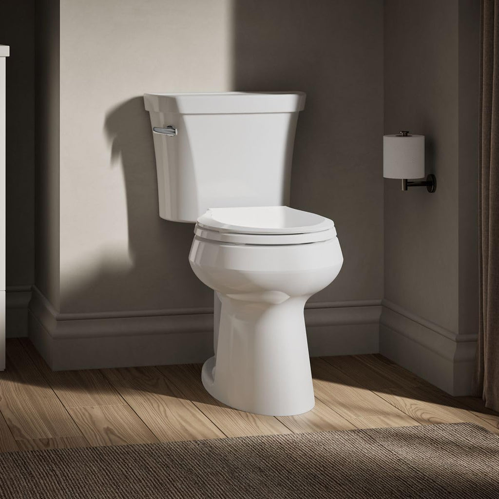 Kohler K-5481-0 Highline Comfort Height Two-Piece Round-Front 1.28 gpf Toilet with Class Five Flush Technology and Left-Hand Trip Lever White