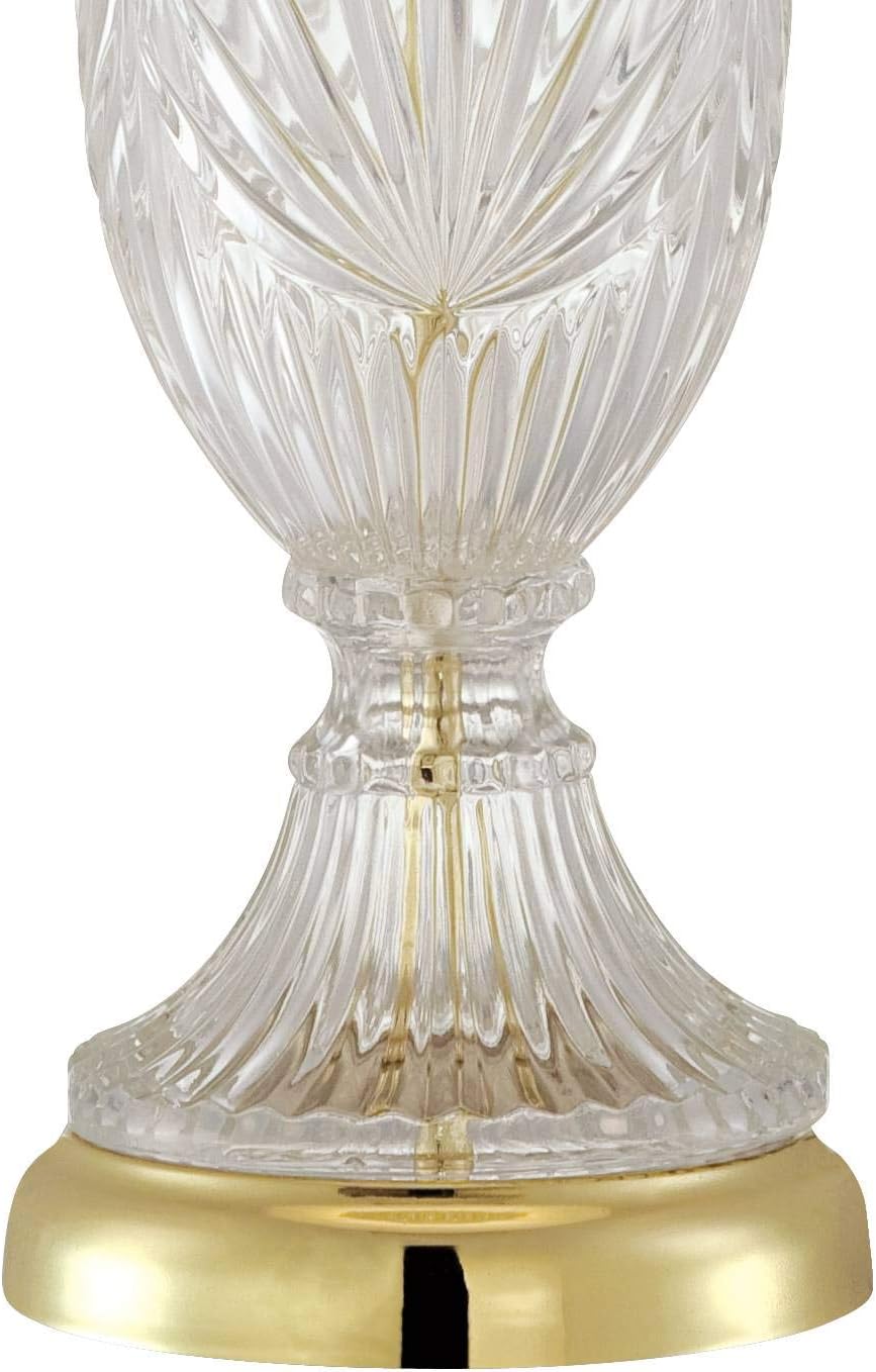 Regency Hill Traditional Style 3-Way Table Lamp with Table Top Dimmer 26.5' High Cut Glass Urn Brass Metal Cream Fabric Empire Shade Decor for Living Room Bedroom House Bedside Nightstand Home