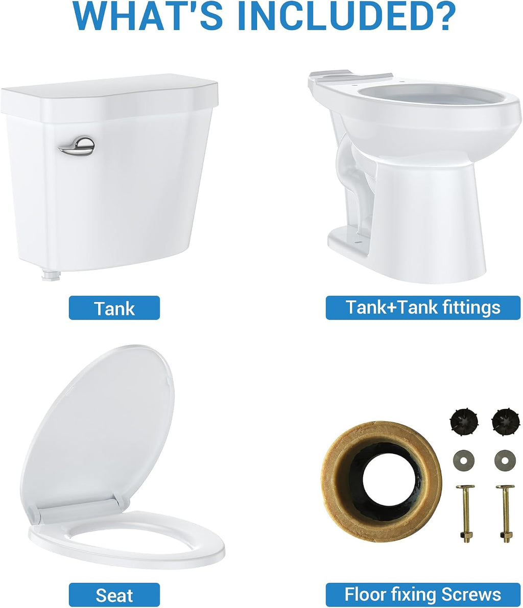 Two-Piece Toilets for Bathrooms, Extra Tall Toilet with 21' Height, Elongated with Soft Close Seat, Power Flush 1.28 GPF