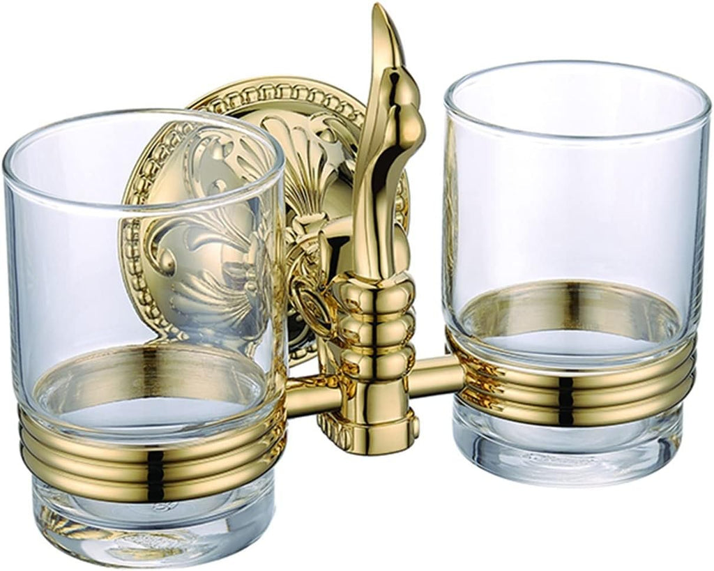 KETTEL Luxury Gold Bathroom Accessories ，Antique Bathroom Shelves Accessories ，Towel Bar Accessories,Bathroom Hardware (Color : Cup Holder)