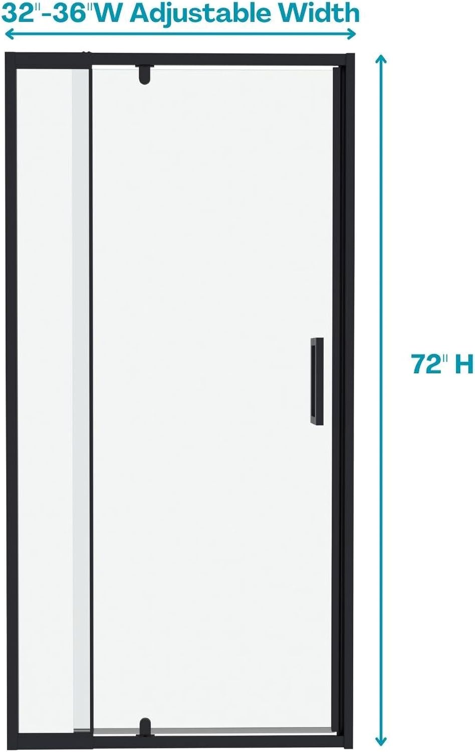 TOOLKISS 32 in. to 36 in. W x 72 in. H Pivot Swing Framed Shower Door in Matte Black with Clear Glass