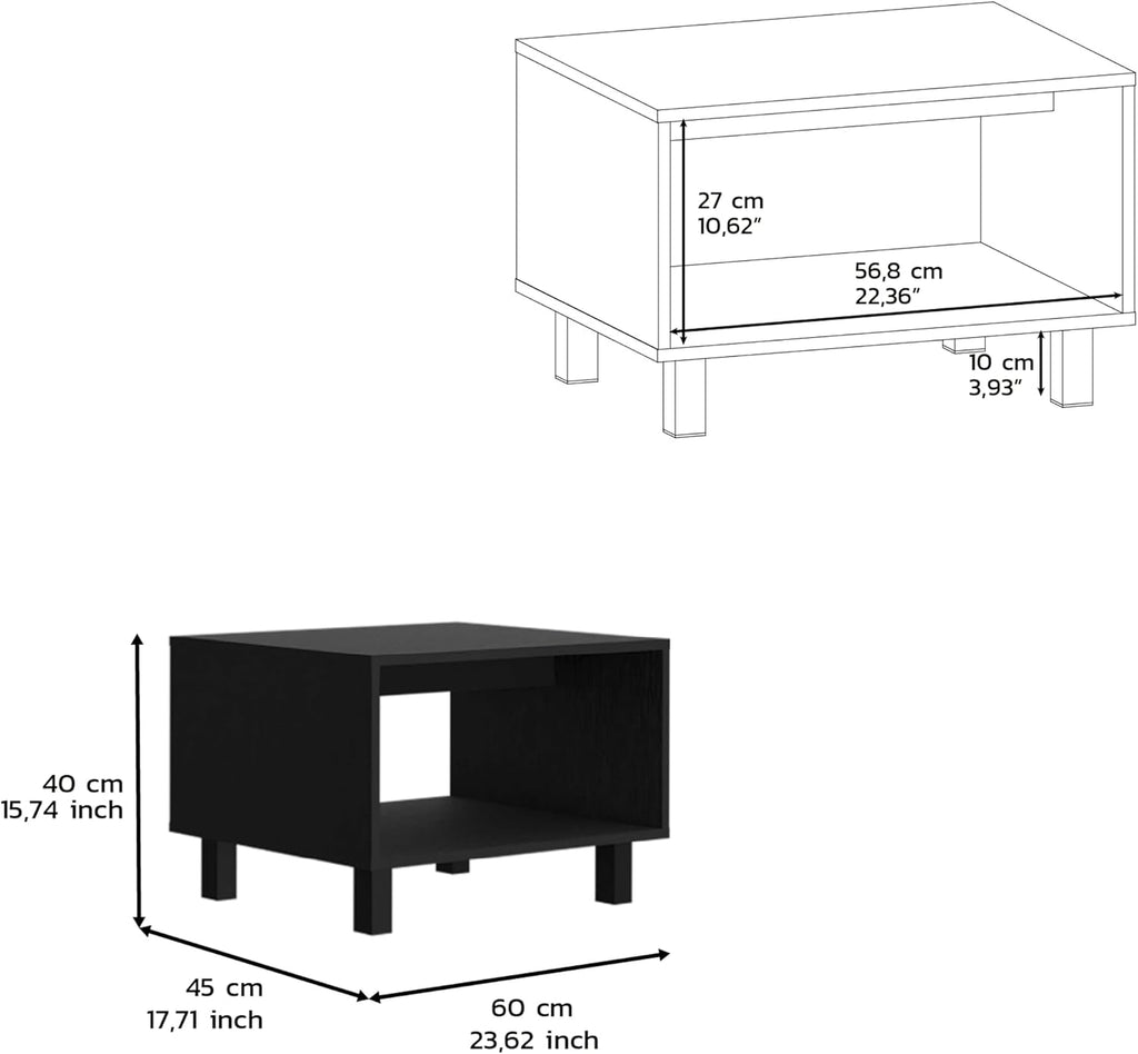 DEPOT E-SHOP Carter 2 Piece Living Room Set, Streamlined with TV Stand and Coffee Table, Black