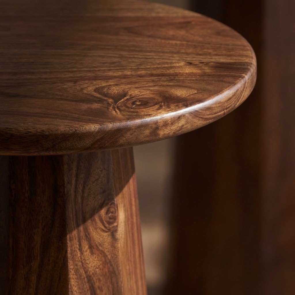 Relso Enteka Solid Mango Wood End Table – 24' Tall Accent Side Table with Walnut Finish | Handcrafted Coffee Table, No Assembly Required | Perfect for Modern Living Rooms, Farmhouses, Small Spaces