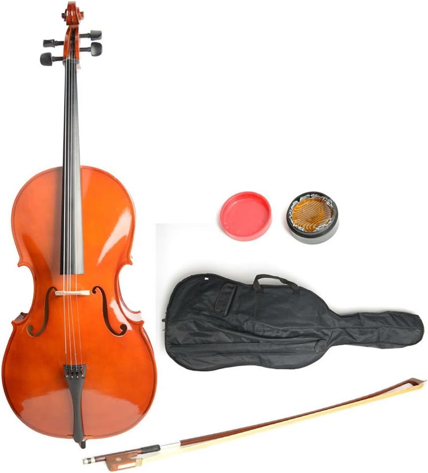 Full Size Cello Kit, Acoustic Cello Instrument for Adults,Beginners,Students,Complete Cello 4/4 Set with Portable Bag, Bow, Rosin (Retro)