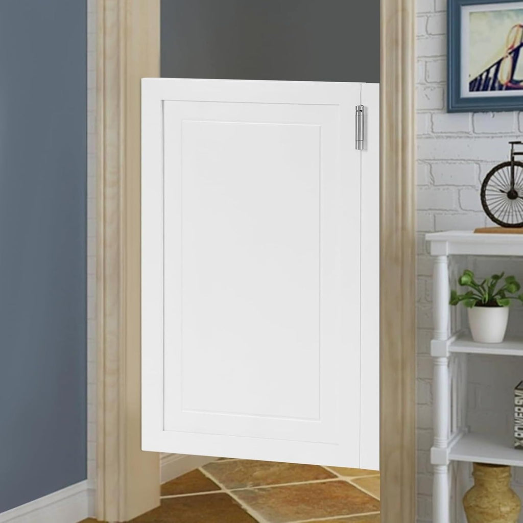 Cafe Swinging Doors,Wood Interior Saloon Half Partition Swing Door with 3 Hinges for House Kitchen Shop Entrance Pub Porch(23.6x35.4in-White-3)