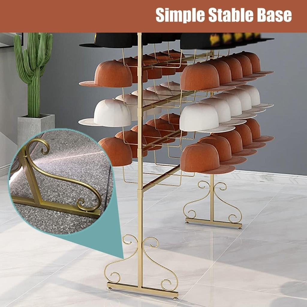 Standing Hat Display Rack for Baseball Caps, Cowboy Hats, Wigs, Large Capacity 5-7 Tier Metal Organizer for Retail Stores, Offices, and Homes(Black,7 Tier)