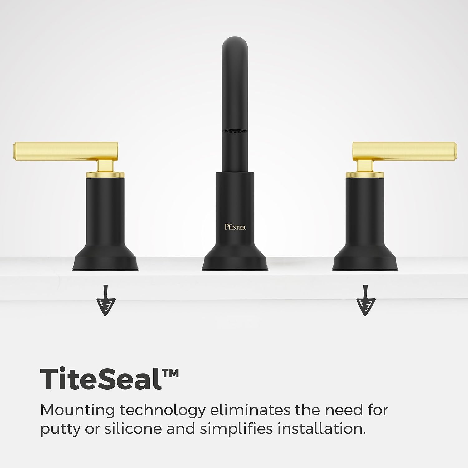 Pfister Capistrano Widespread Bathroom Sink Faucet 2-Handle 3-Hole Matte Black and Brushed Gold Finish NSF Certified with Push & Seal Drain TiteSeal Technology LF049CSOBBG