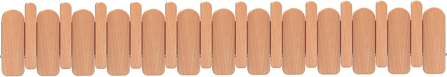 Wall Mounted Piano Key Hanger | Flip Style Hook | Entrance Wall Art Hook, Made of Oak Wood (3 Times Painted, 4 Times Polished) (Arc Beech, 12Hooks)