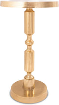 OBJET D'ART Small Round Gold End Tables, Rhodes, 21'' Height, Vintage Metal Accent, Side, Pedestal, Coctail and Drink Tables for Living Room and Small Spaces