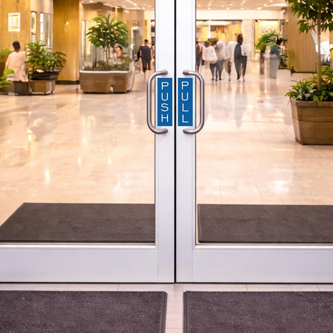 Push Pull Vertical Standard Door Sign (Black/Gold) - Medium 10 Pack