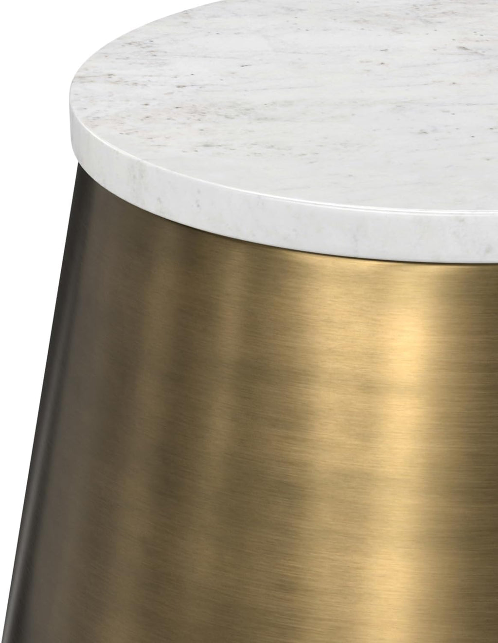 SIMPLIHOME Benning Side Table – 16 inch Wide Round Genuine Marble Top Iron Accent Table in Antique Brass, Contemporary Industrial End Table for Living Room or Bedroom with Compact Design, Assembled