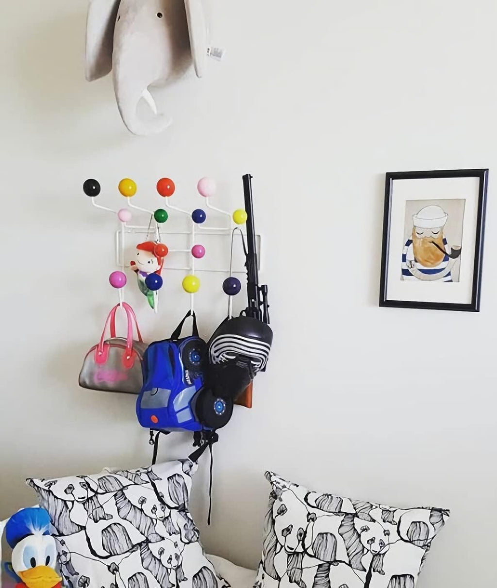 SHISEDECO Classic Hang it All Coat Rack, Mid Century Modern Wall Mounted Hooks with Painted Solid Wooden Balls, Decorative Creative Fashion Wood Hanger for Home, Bedroom (Multicolor)
