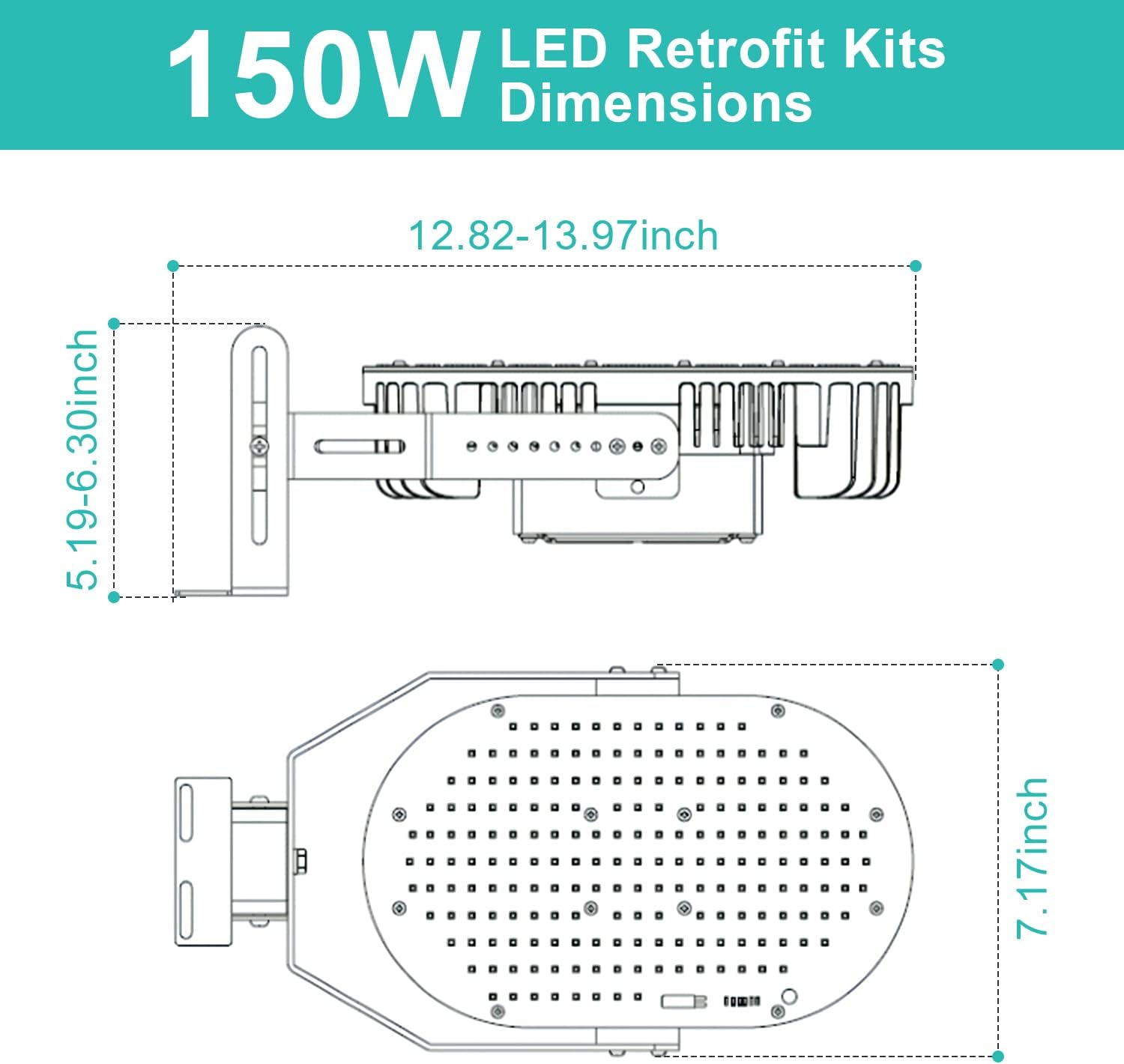 OSTEK 150W LED Shoebox Retrofit Kit, 20250LM 5000K Daylight, E39 Mogul Base, Replace 600W MH/HPS/HID, LED Retrofit Light for for Parking Lot, Street Light, Area Lighting