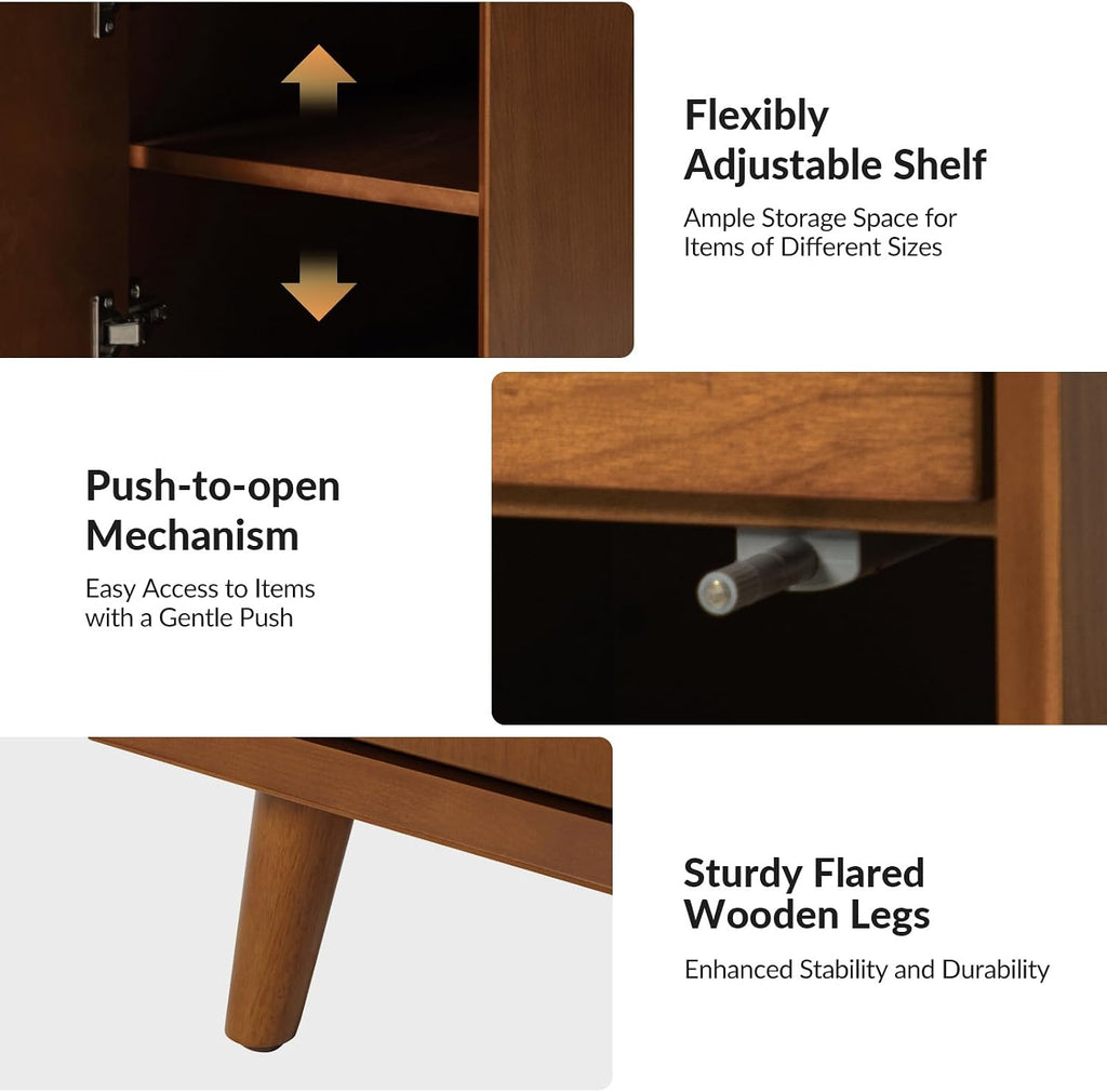 HULALA HOME Side Table with Drawers and Charging Station, Modern End Table with USB Ports and Outlets, Wooden Night Stand with Storage for Couch,Living Room&Bedroom(Acorn