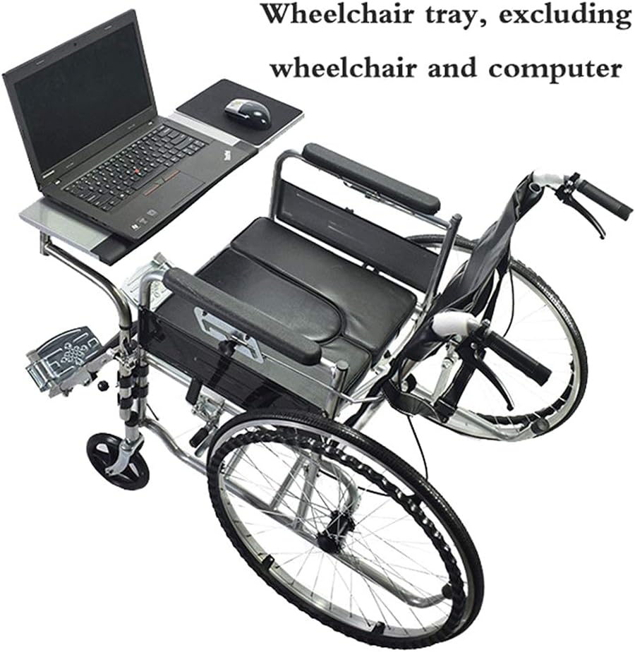 Wheelchair Lap Tray, Wheelchair Laptop Desk Can Be Lifted, Rotated and Folded Adjustable Distance and Height for Child/Seniors/Patients Eating