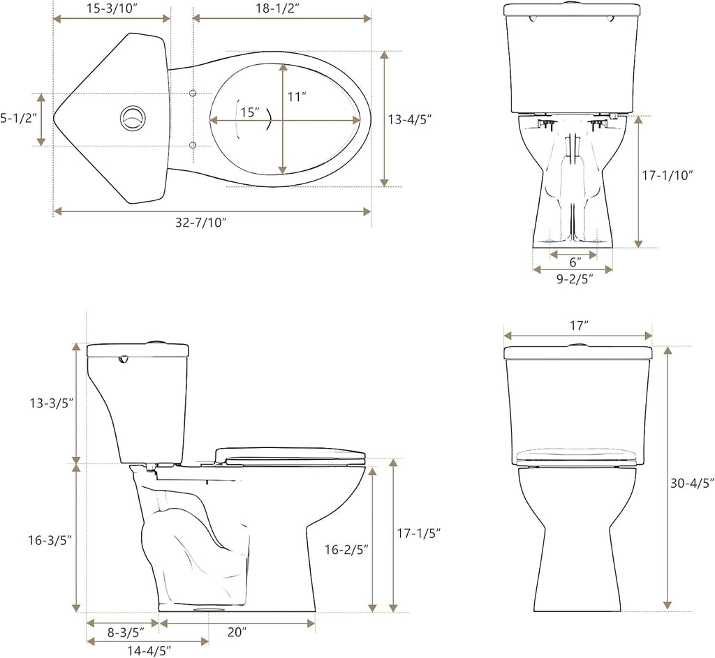 Corner Toilet Elongated, Compact 17.2' Comfort Height Bowl & Dual Flush Tank, Space-Saving Small Toilet for Bathrooms, Ideal for Corner Spaces