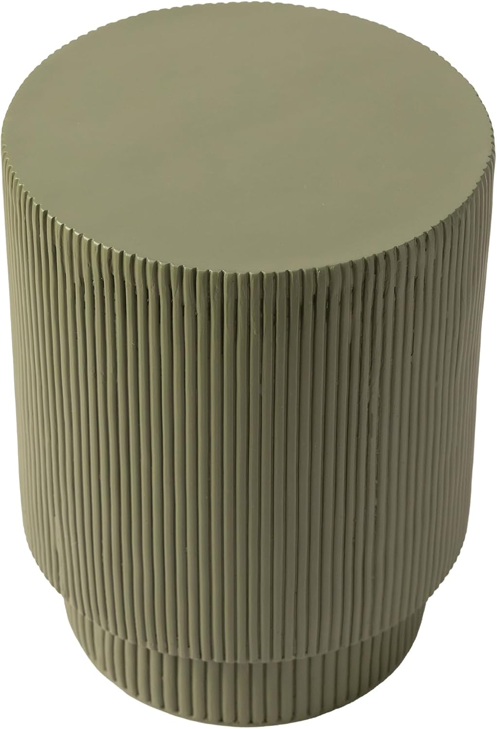 LeisureMod Modern Side Table Round Fiberstone Top Accent End Table for Home, Outdoor Patio, Living Room Sofa, Weather-Resistant, Eden Series in Olive Green