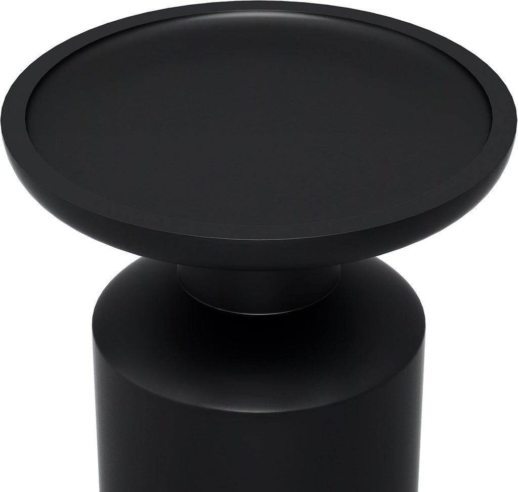 SIMPLIHOME Haynes End Table - 16 inch Wide Solid Mango Wood Round Accent Table with Sculptural Pedestal Base in Black, Boho Nightstand or Lamp Stand for Living Room or Bedroom, Assembled
