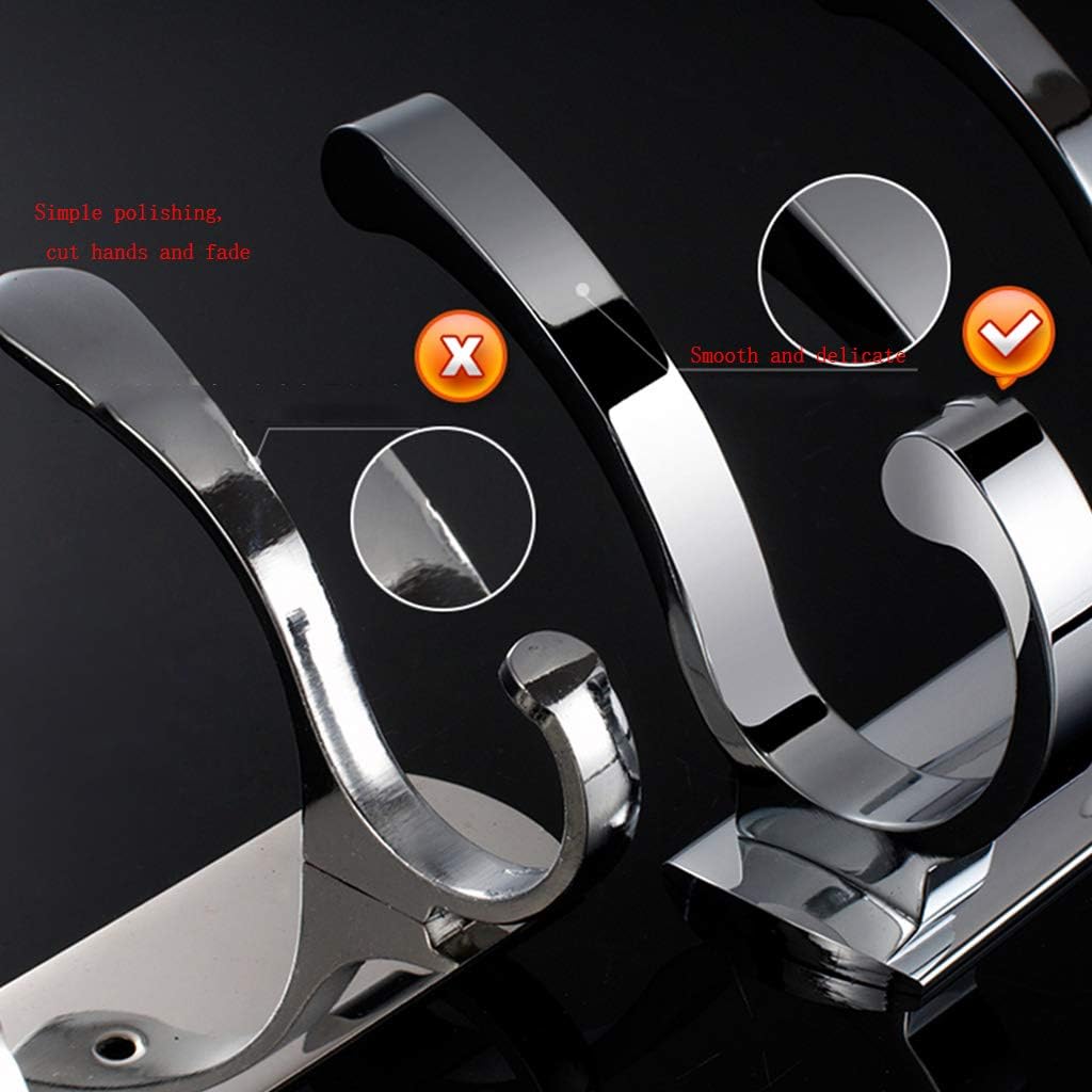 Heavy Duty Chrome Coat Rack Wall Mounted6 Hook Towel & Hat Hanger for Entryway Foyer BathroomDurable Metal Coat Hooks for Robes & Accessories