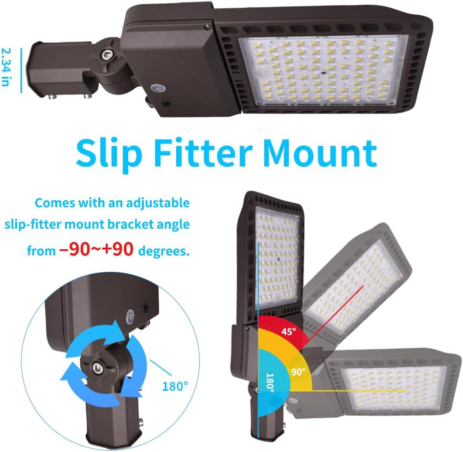 2 Pack 300W LED Parking Lot Lights Adjustable Slip Fitter,Outdoor Lighting with Dusk to Dawn,39000LM,IP65 Waterproof,5000K,LED Street Shoebox Pole Lights,110-277V for Commercial Lighting ETL Listed