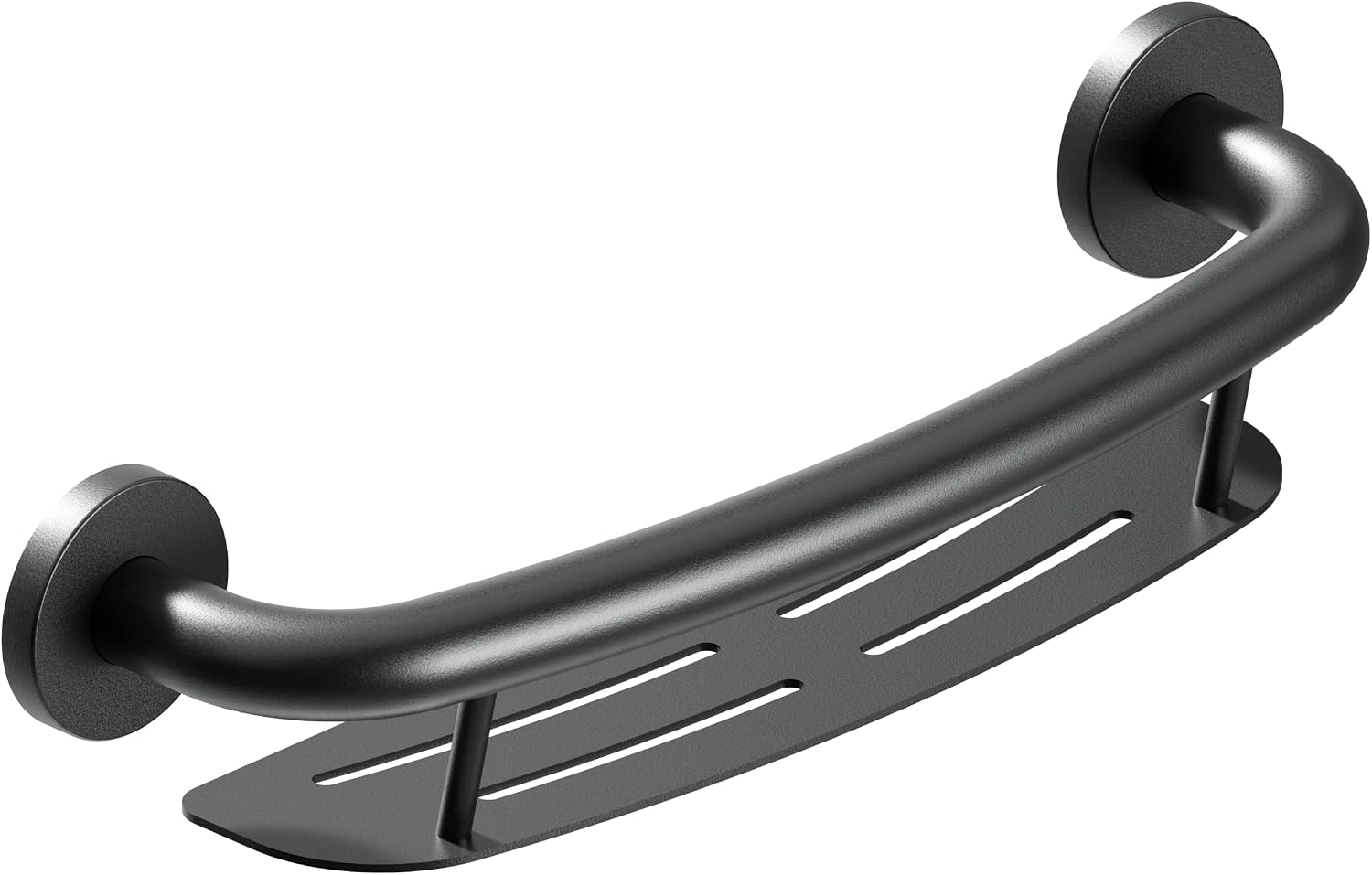 HEALTHCRAFT Plus Series Grab Bar 19.5' Shampoo Shelf / 24' Towel Bar Combo Pack in Matte Black