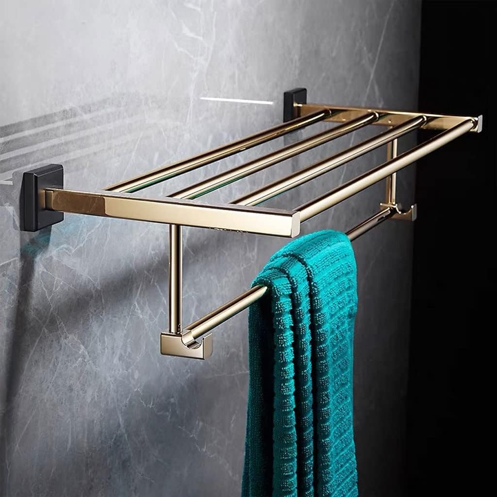 Brass Towel Rack Shelf Bathroom Bathroom Hardware Hanging Bathroom Towel Rack Black Gold Towel Bar Strong Bearing Capacity